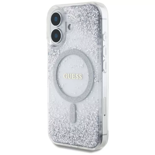 Guess - Keménytok Gradiens Csillámos MagSafe (GUHMP16SRGRGES) - iPhone 16 - Ezüst