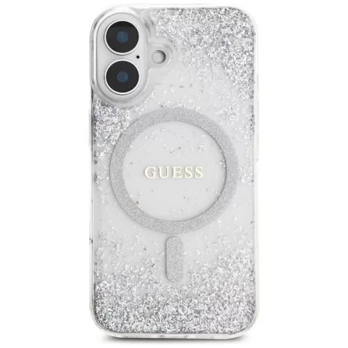 Guess - Keménytok Gradiens Csillámos MagSafe (GUHMP16SRGRGES) - iPhone 16 - Ezüst