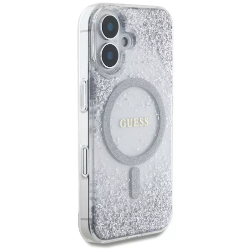 Guess - Keménytok Gradiens Csillámos MagSafe (GUHMP16SRGRGES) - iPhone 16 - Ezüst