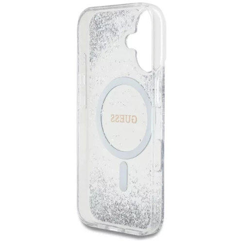 Guess - Keménytok Gradiens Csillámos MagSafe (GUHMP16SRGRGES) - iPhone 16 - Ezüst