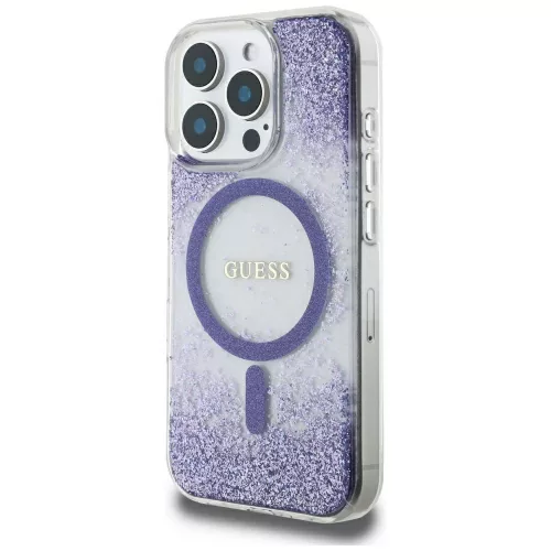 Guess - Resin Bottom Glitter MagSafe (GUHMP16LRGRGEU) - iPhone 16 Pro - Purple