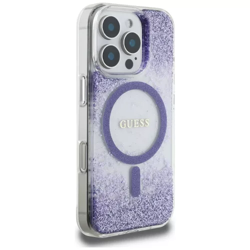 Guess - Resin Bottom Glitter MagSafe (GUHMP16LRGRGEU) - iPhone 16 Pro - Purple