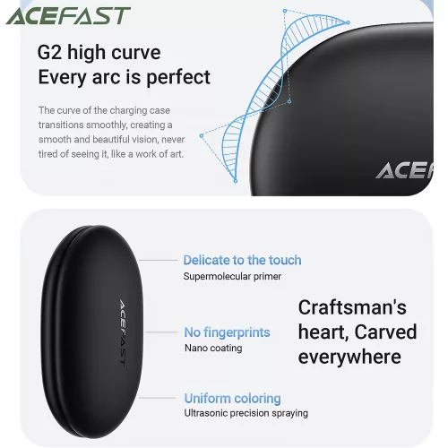 Acefast - Vezeték nélküli fülhallgató (FA002) - Sporthoz, Bluetooth V5.3, IP54, 500mAh - Fehér