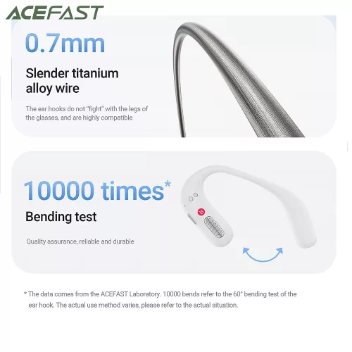 Acefast - Vezeték nélküli fülhallgató (FA002) - Sporthoz, Bluetooth V5.3, IP54, 500mAh - Fehér