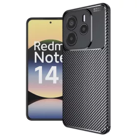   Techsuit - CarbonFiber szilikon tok - Xiaomi Redmi Note 14 5G - Fekete