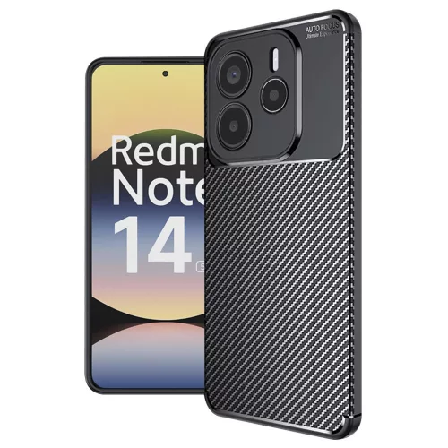 Techsuit - CarbonFiber szilikon tok - Xiaomi Redmi Note 14 5G - Fekete