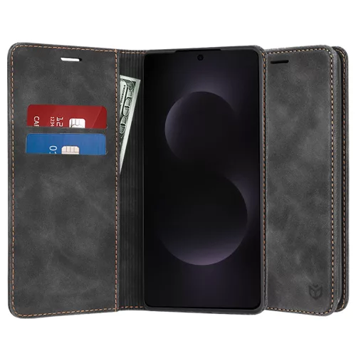 Techsuit - Confy Cover kinyitható tok - Samsung Galaxy S25 Edge - Fekete