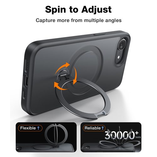Torras - Ostand Spin MagSafe Series tok - iPhone 16e - Fekete