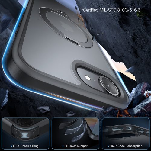 Torras - Ostand Spin MagSafe Series tok - iPhone 16e - Fekete