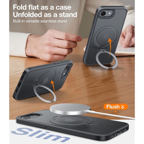 Torras - Ostand Spin MagSafe Series tok - iPhone 16e - Fekete