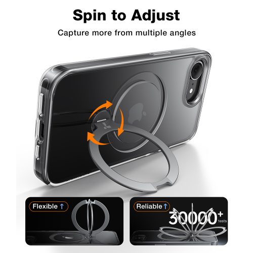 Torras - Ostand Spin MagSafe Series tok - iPhone 16e - Átlátszó