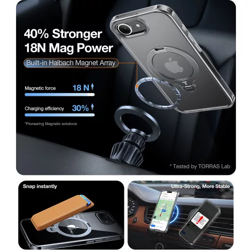 Torras - Ostand Spin MagSafe Series - iPhone 16e / iPhone 17e - Clear