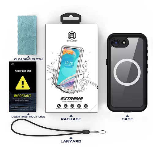 ShellBox - Waterproof IP68 Case - iPhone 16e / iPhone 17e - Black