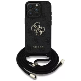   Guess - Keménytok 4G Nagy Logó Zsinóros Pánttal (GUHCP16LP4GMGCRK) - iPhone 16 Pro - Fekete