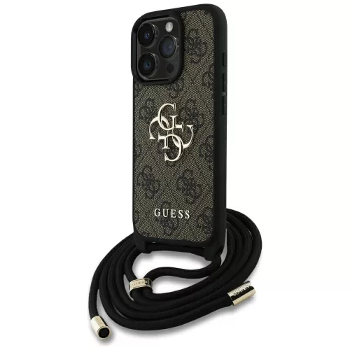 Guess - Keménytok 4G Nagy Logó Zsinóros Pánttal (GUHCP16LP4GMGCRW) - iPhone 16 Pro - Barna