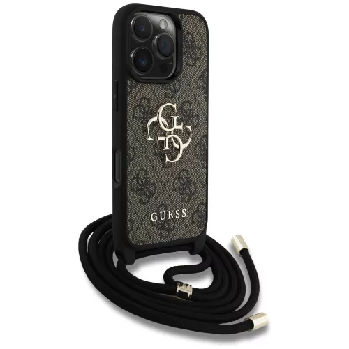 Guess - Keménytok 4G Nagy Logó Zsinóros Pánttal (GUHCP16LP4GMGCRW) - iPhone 16 Pro - Barna
