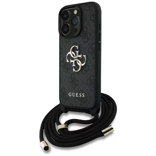Guess - Keménytok 4G Nagy Logó Zsinóros Pánttal (GUHCP16XP4GMGCRK) - iPhone 16 Pro Max - Fekete
