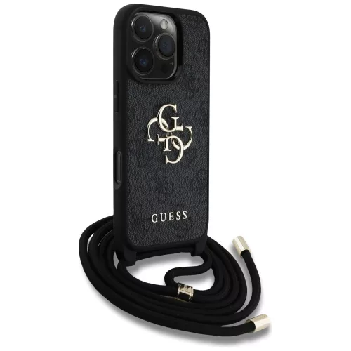 Guess - Keménytok 4G Nagy Logó Zsinóros Pánttal (GUHCP16XP4GMGCRK) - iPhone 16 Pro Max - Fekete