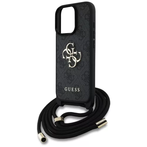 Guess - Keménytok 4G Nagy Logó Zsinóros Pánttal (GUHCP16XP4GMGCRK) - iPhone 16 Pro Max - Fekete