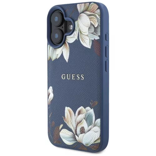 Guess - Virágos MagSafe (GUHMP16SPGNMPLMB) - iPhone 16 - Kék