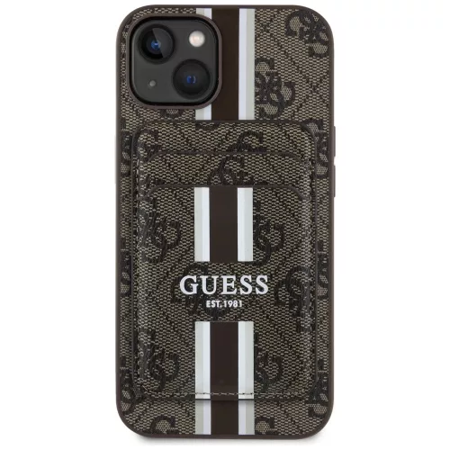 Guess - Kártyatartós 4G Csíkos MagSafe (GUBPHCP15SP4RPSW) - iPhone 15 - Barna