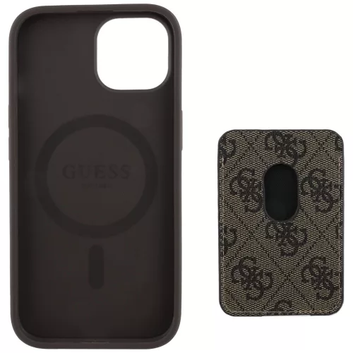 Guess - Kártyatartós 4G Csíkos MagSafe (GUBPHCP15SP4RPSW) - iPhone 15 - Barna