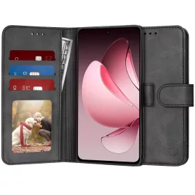   Techsuit - Diary Book kinyitható tok - Oppo Reno13 F 4G / Reno13 F 5G / Reno13 FS 5G - Fekete
