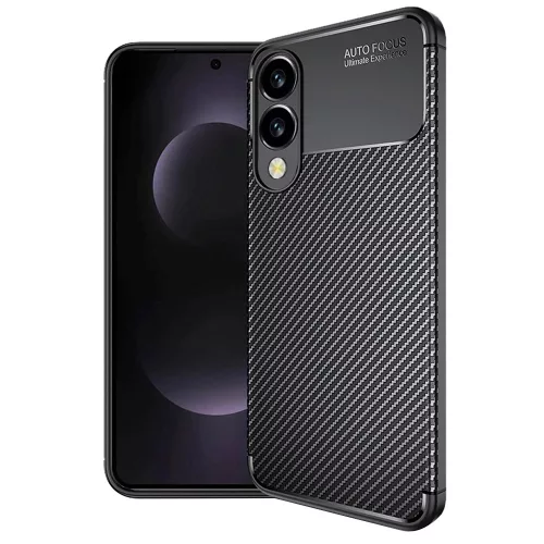 Techsuit - CarbonFiber szilikon tok - Samsung Galaxy S25 Edge - Fekete