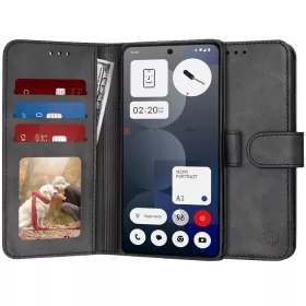   Techsuit - Diary Book kinyitható tok - Nothing Phone (3a) Pro - Fekete