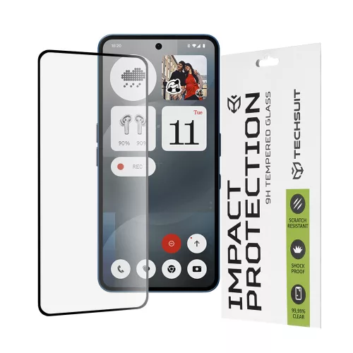 Techsuit - 111D Full Cover / Full Glue Glass - Nothing Phone (3a) / (3a) Pro - Black