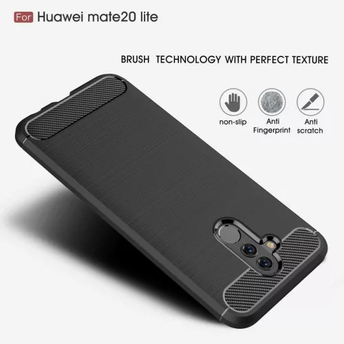 Techsuit - Carbon szilikon tok - Huawei Mate 20 lite - Fekete