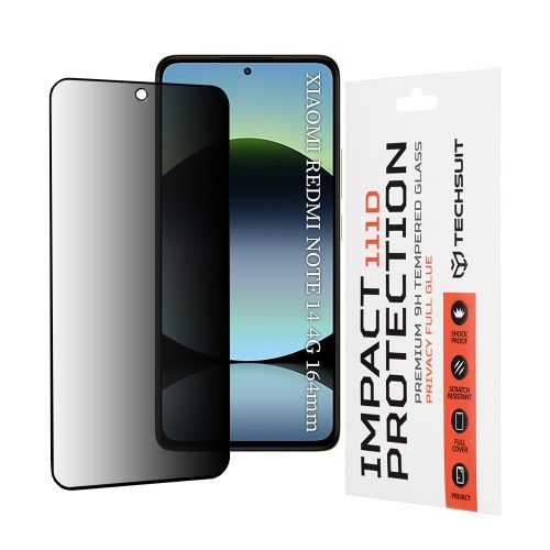 Techsuit - 111D Privacy betekintésgátló üvegfólia - Xiaomi Redmi Note 14 4G (Standard) - Fekete