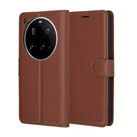   Techsuit - Leather Folio kinyitható tok - Xiaomi 15 Ultra - Barna