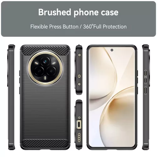 Techsuit - Carbon szilikon tok - Realme 14 Pro - Fekete