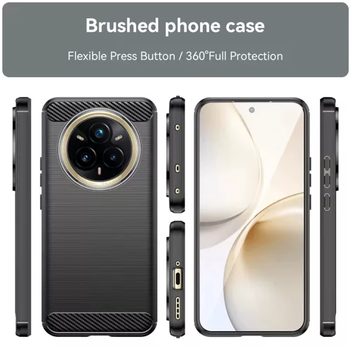Techsuit - Carbon szilikon tok - Realme 14 Pro+ - Fekete