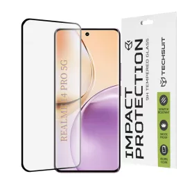   Techsuit - 111D Full Cover / Full Glue üvegfólia / 3D kerekített szélű kijelzőhöz - Realme 14 Pro - Fekete széllel