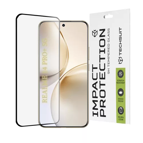 Techsuit - 111D Full Cover / Full Glue Glass / 3D Curved Screen - Realme 14 Pro+ - Black