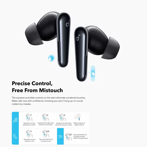 Anker - Vezeték nélküli fülhallgató SoundCore Liberty 4 Pro NC (A3954GF1) - Bluetooth 5.3, ANC, Nagy felbontású hangzás, LDAC, TWS - Fényes fekete