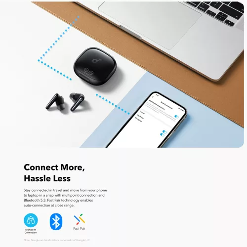 Anker - Vezeték nélküli fülhallgató SoundCore Liberty 4 Pro NC (A3954GF1) - Bluetooth 5.3, ANC, Nagy felbontású hangzás, LDAC, TWS - Fényes fekete