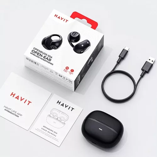 Havit - Vezeték nélküli fülhallgató (OWS916) - C típusú, Bluetooth 6.0, ENC, 2 mikrofon, IPX5, 400mAh, térbeli hangzás, Life alkalmazás - szürke