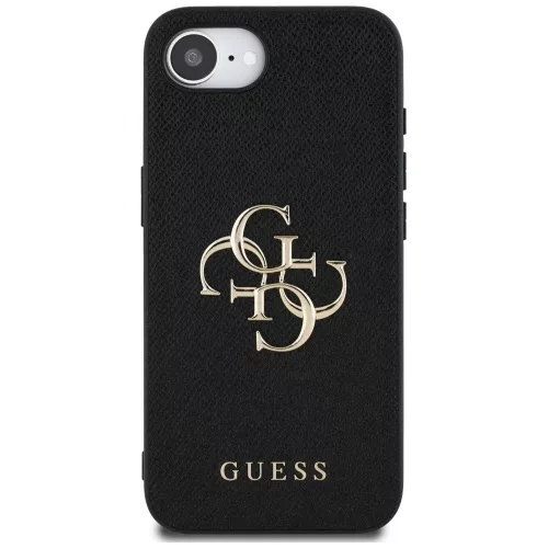 Guess - Keménytok 4G Szemcsézett Nagy és Klasszikus Logó (GUHCPSE4PGT4MBK) - iPhone 16e / iPhone 17e - Fekete