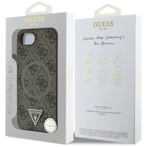 Guess - 4G Gyűrű Háromszög Logó MagSafe (GUHMPSE4P4TDPW) - iPhone 16e / iPhone 17e - Barna