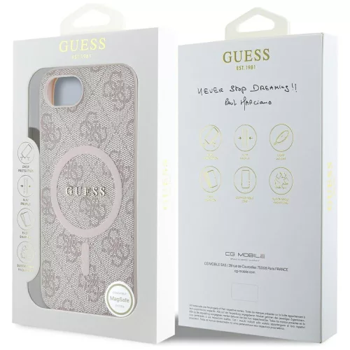 Guess - 4G Gyűrű Klasszikus Logó MagSafe (GUHMPSE4G4GFRP) - iPhone 16e / iPhone 17e - Rózsaszín