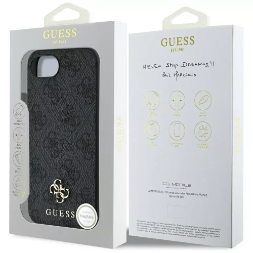 Guess - Keménytok 4G Klasszikus MagSafe (GUHMPSE4P4SM4MK) - iPhone 16e / iPhone 17e - Fekete