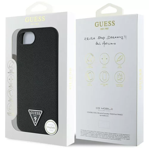 Guess - Grained PU Triangle Logo MagSafe (GUHMPSE4PGTSPSK) - iPhone 16e / iPhone 17e - Black