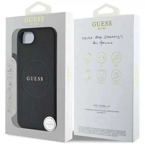 Guess - Grained Gold Ring MagSafe (GUHMPSE4PGHSMMK) - iPhone 16e / iPhone 17e - Black