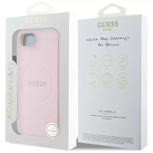 Guess - Grained Gold Ring MagSafe (GUHMPSE4PGHSMMP) - iPhone 16e / iPhone 17e - Pink