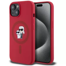   Karl Lagerfeld - Silicone MagSafe (KLHMP15SSCMKCRHR) - iPhone 15 - Red Karl&Choupette