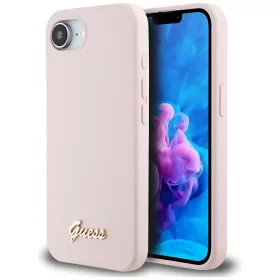  Guess - Szilikon Fém Logó Felirat (GUHMPSE4SMBSLP) - iPhone 16e / iPhone 17e - Rózsaszín