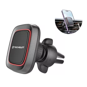   Techsuit - Autós tartó MagGrip (S4) - Secure Mágneses tapadás Szellőzőrácsra, 360° forgás, with Metal Plates - Black/Red